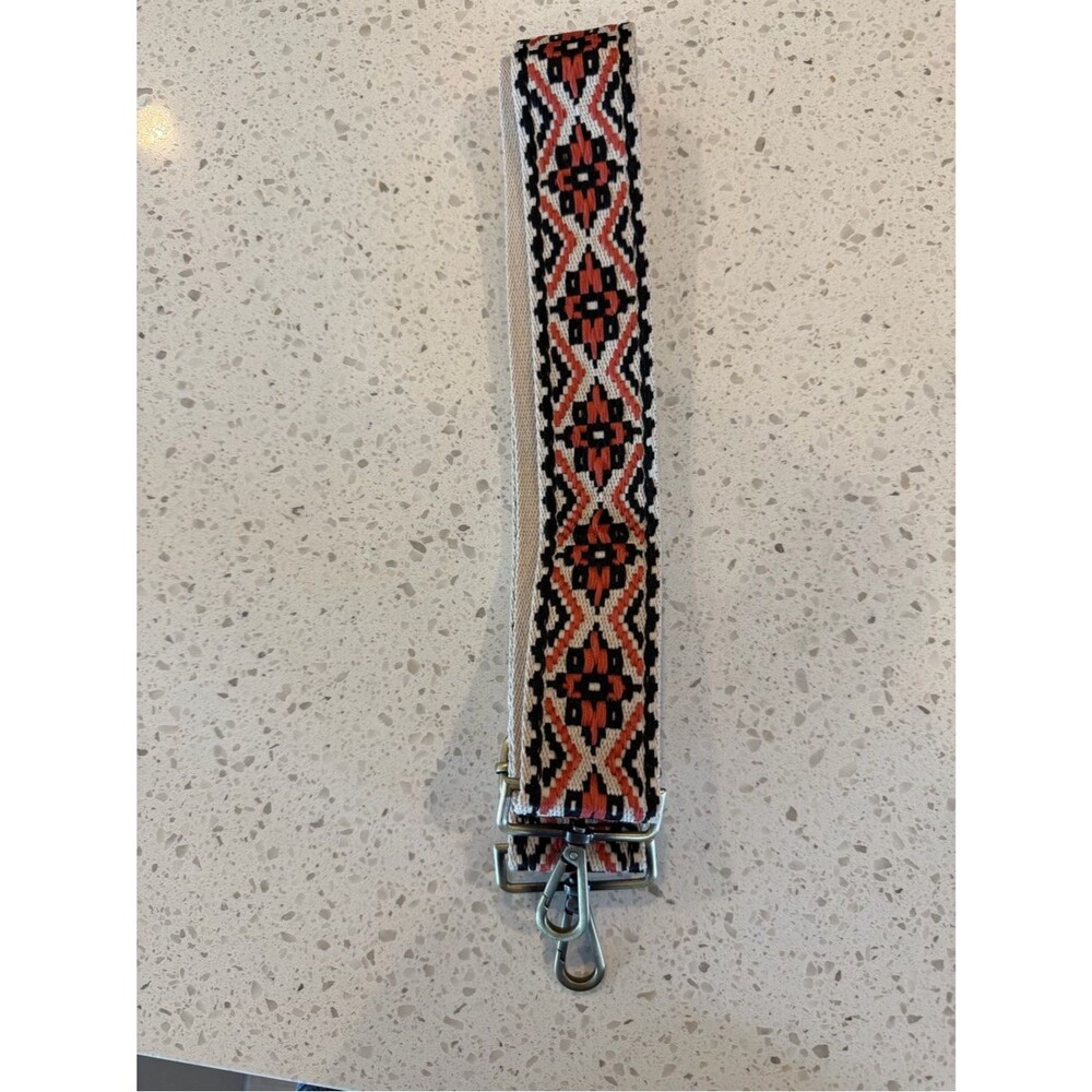 Bodomint Boho Strap in Coral Woven Aztec Pattern Black, Coral & Cream NWOT